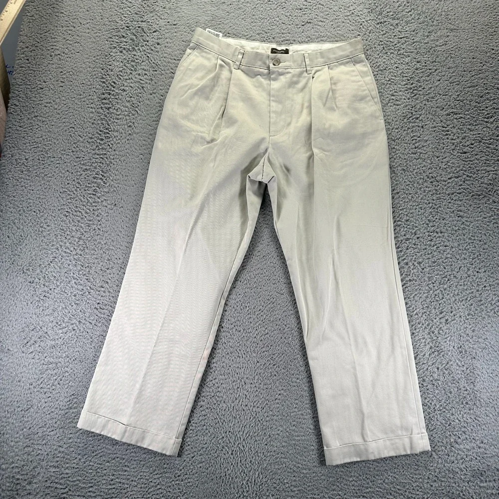 Dockers D3 Pant Mens 34x29‎ Beige Cotton Khakis Straight Leg Pleated Utility